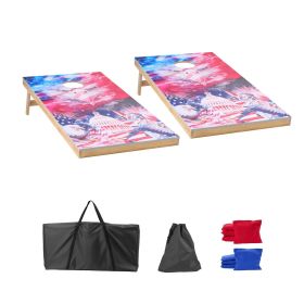 Cornhole Set, 4x2 ft Corn Hole Game Boards, Solid Wood Portable Toss Board, Indoor and Outdoor Cornhole Play for Adults