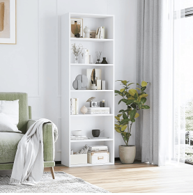 6-Tier Book Shelf, Floor Standing Open Bookcase, Wooden Display Storage Shelves with Anti-Tipping Device, 71" Tall Bookshelf for Bedroom
