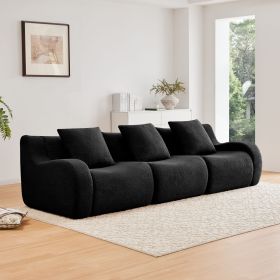 Boneless Sofa,3 Seat High-Quality Teddy Fabric,Anti-Slip Design,No Assembly Curved Armrests Streamlined
