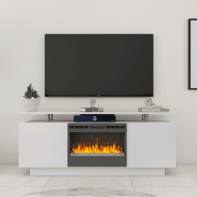 Living Room Furniture Modern White Electric Fireplace TV Stand with Insert Fireplace; can work with or without heat Living Room Furniture Modern White Electric Fireplace TV Stand with Insert Fireplace; can work with or without heat