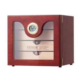 Cigar Humidor Cabinet, Handmade Spanish Cedar Wood Cigar Humidor for 50-100 Cigars, Glass Cigar Desktop Storage Case with Digital Humidifier