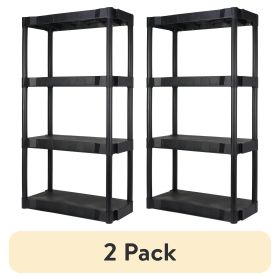(2 pack) Black Plastic 4-Tier Shelving Unit, 280 lb Capacity, 56.2x30x13.8 Inches (2 pack) Black Plastic 4-Tier Shelving Unit, 280 lb Capacity, 56.2x30x13.8 Inches