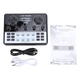 Live Streaming Sound Mixer Sound Card Rechargeable Plug And Play Adjustable Bass Treble Noise Reduction Colorful Indicator Light For Content Crea (Option: Default)