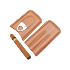 Portable Cigar Holster Humidor with Cutter (Color: Brown, Type: Cigaret Box)