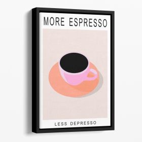More Espresso Less Depresso Floating Framed Canvas (Color: Black, size: 24" x 16" / 60cm x 40cm approx)